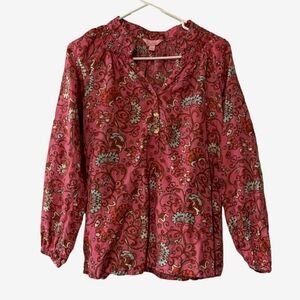 Lilly Pulitzer sz S Dark Pink Floral Silk Blouse